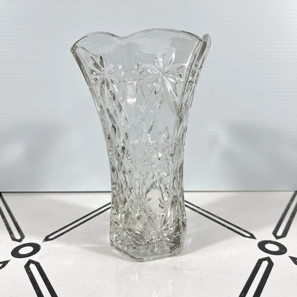 VTG Anchor Hocking Early‎ American Prescut Star of David Diamond Cut Vase